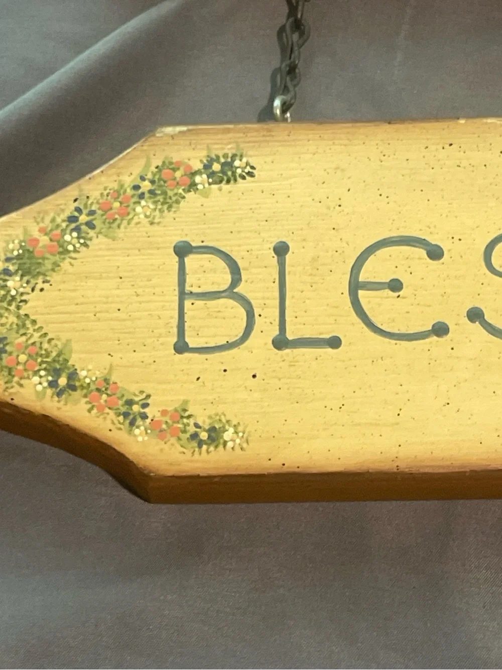 Rustic 'Bless Our Home' Wall Plaque in Red, Green and Brown